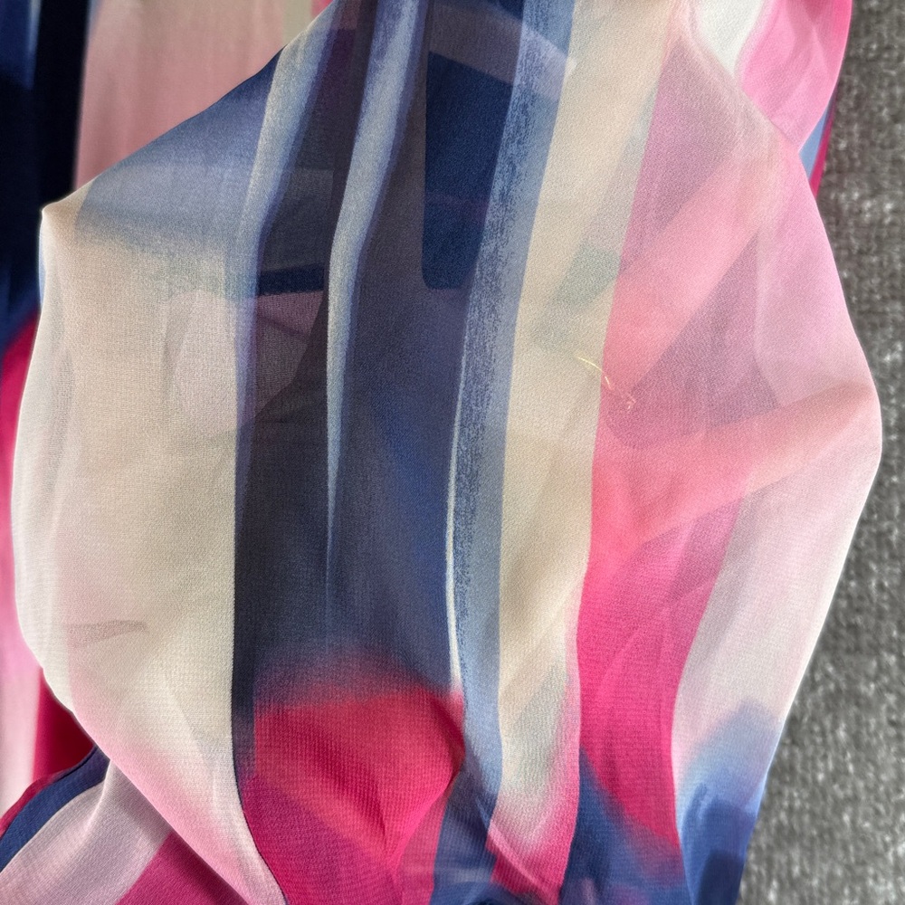 NWT JM Collection 3/4 Long Flutter Bell Sleeve Pink Blue Shirt Blouse Womens L - Picture 10 of 10